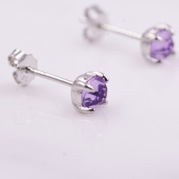 Natural Amethyst Tiny Stud Earrings In Sterling Silver, 5 of 12