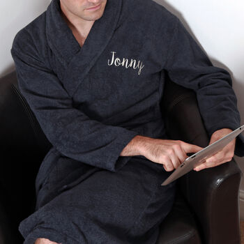 Personalised Cotton Towelling Bathrobe, 2 of 12