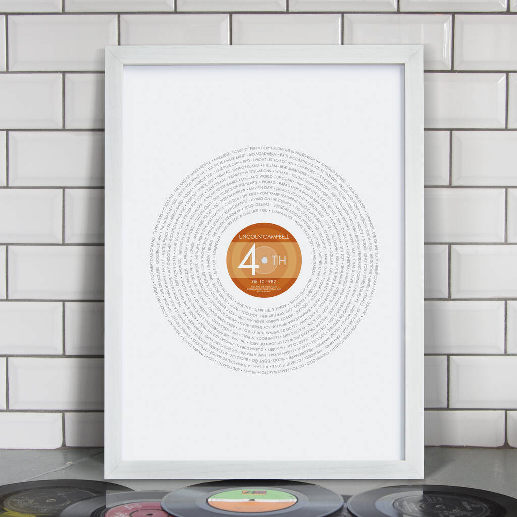 Personalised 40th Birthday 'Year 1982' Record Print, 1 of 3