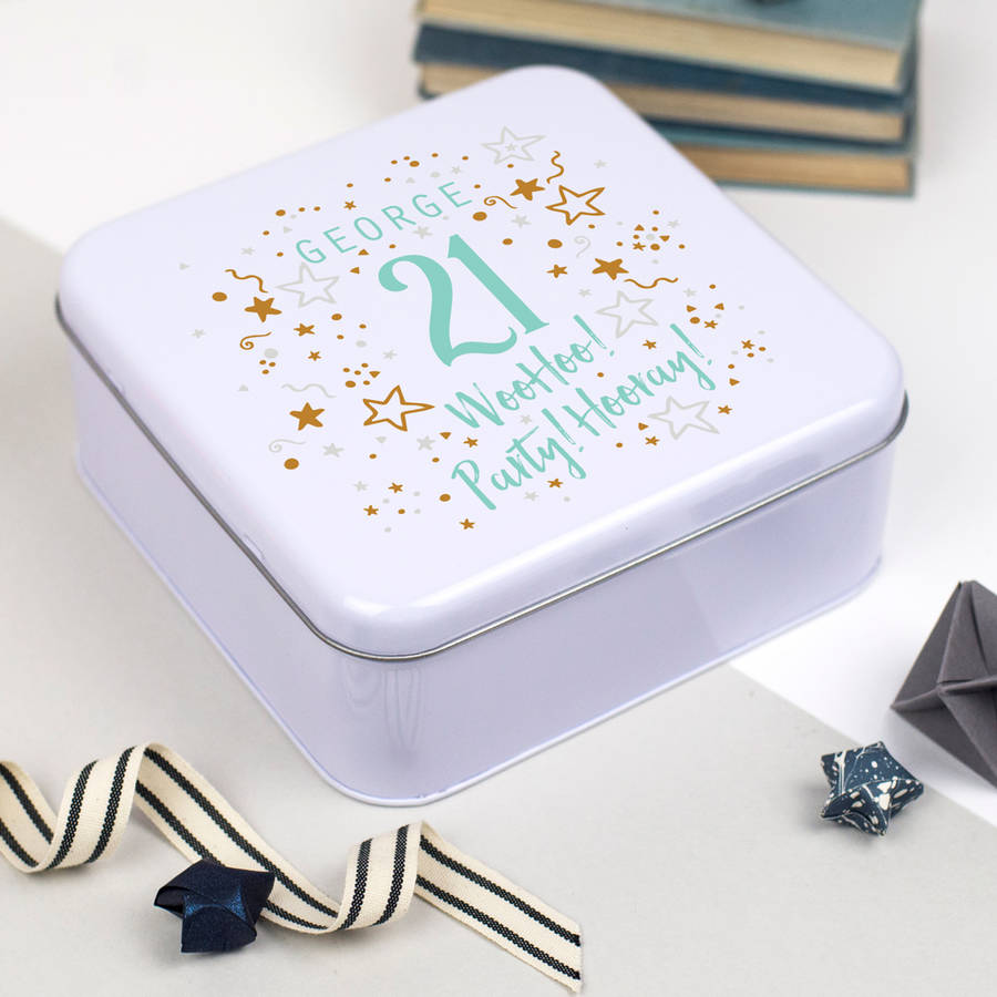 personalised 21st birthday tin by delightful living