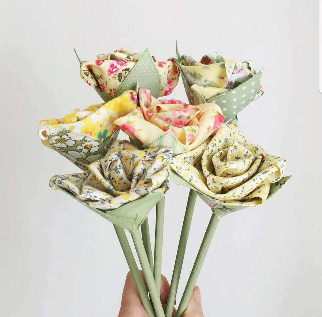 Thinking Of You Yellow Roses Fabric Flowers Gift, 1 of 12