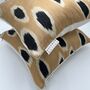 Square Ikat Silk Cushion Camel And Black Spot, thumbnail 6 of 9