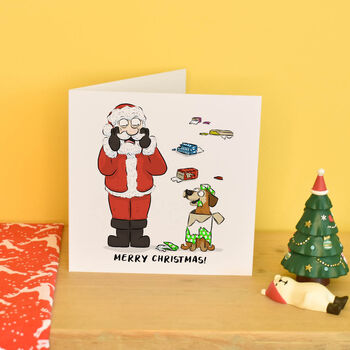 Santa And Dog Christmas Gifts Card, 2 of 3