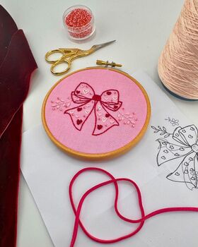 Pink Beaded Bow Embroidery Kit, 6 of 6