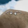 Aurora Ab Crystal Huggie Hoop Earrings Sterling Silver, thumbnail 2 of 9