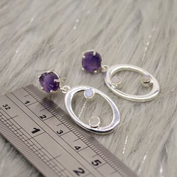 Amethyst, Moonstone Silver Earrings, 3 of 9
