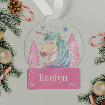 Personalised Unicorn Acrylic Snowglobe Decoration, 4 of 4