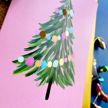 Christmas Tree Gold Foiled Greeting Card, 5 of 6
