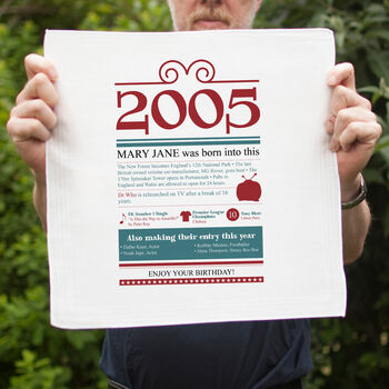 Personalised 21st Birthday Gift 2005 Handkerchief Pair, 4 of 9