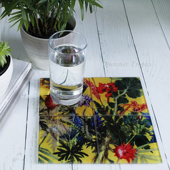 Exotic Tropical Pattern Glass Coaster Gift Set, 2 of 2