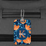 Personalised Blue And Orange Flowers Luggage Tag, thumbnail 1 of 3