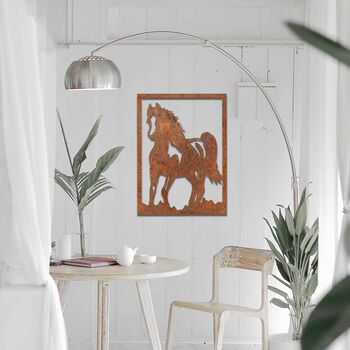 Rusted Metal Horse In Frame Metal Horse Wall Art, 8 of 11