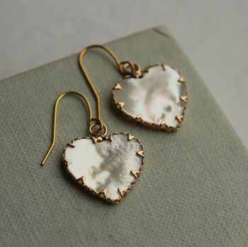 Mother Of Pearl Heart Earrings, 2 of 4