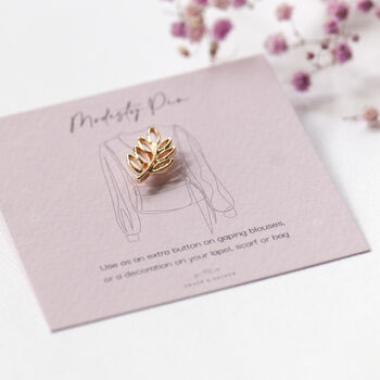 Leaf Design Gold Or Silver Colour Modesty Pin, 6 of 11