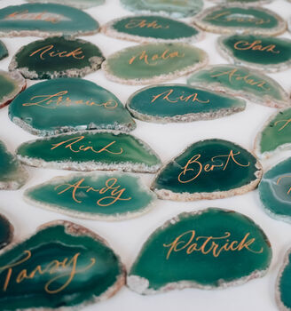 Calligraphy Agate Place Setting In Green, 3 of 3