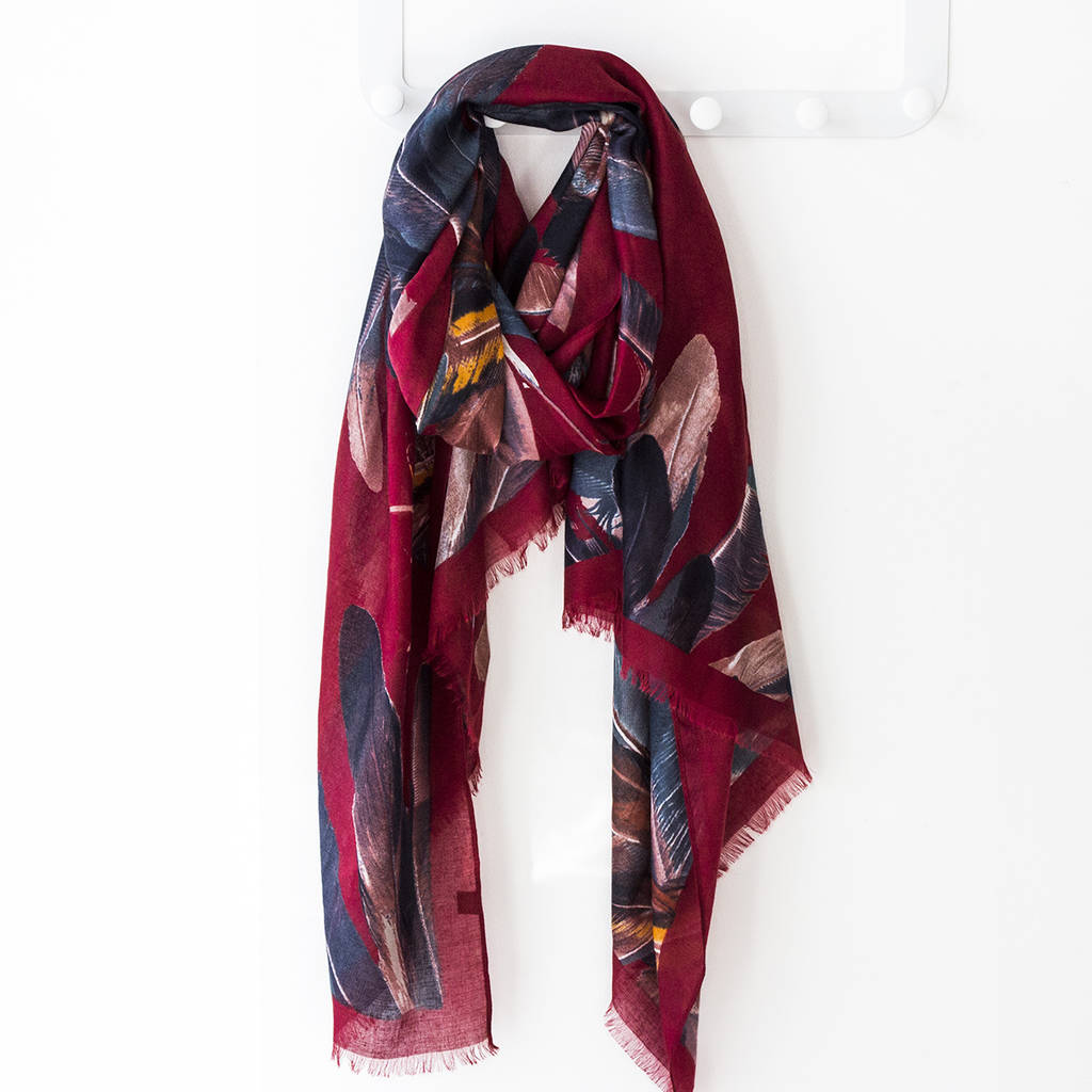 Personalised Feathers Print Scarf By Studio Hop