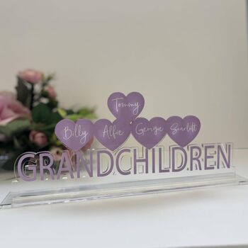 Personalised Family Grandchildren Heart Name Plaque, 3 of 7