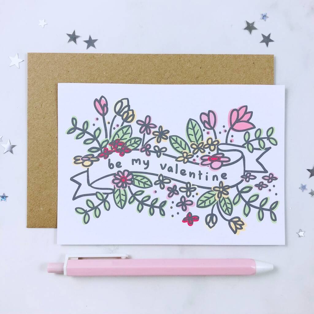'Be My Valentine' Floral Valentine's Day Card, 1 of 2