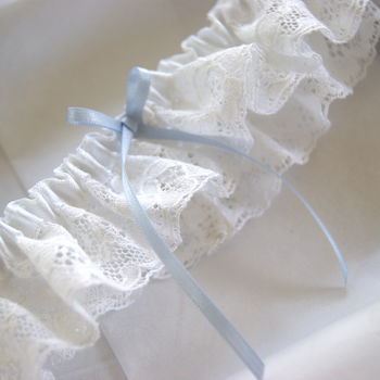 Audrey 'Something Blue' White Wedding Garter, 4 of 10