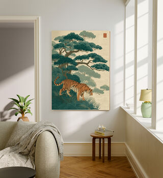 Japanese Tiger Landscape Art Print, 4 of 4