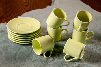 Set Of Two Porcelain Espresso Cup And Saucer Yellow, 2 of 7