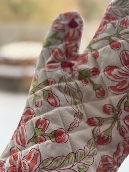 Oven Mitts, Cotton Indian Print, Set Of Two, 6 of 11