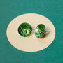 Colourful Green Graphic Silver Earing Studs, thumbnail 6 of 12