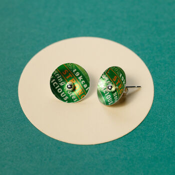 Colourful Green Graphic Silver Earing Studs, 6 of 12