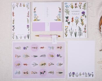 Personalised Lilac Wild Flower Desk Stationery Gift Box, 2 of 7