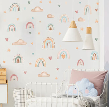 Pastel Rainbow Clouds Stars Waterproof Removable Wall Stickers, 5 of 6