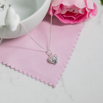 Sterling Silver Faceted Heart Necklace With Personalised Box, 3 of 3