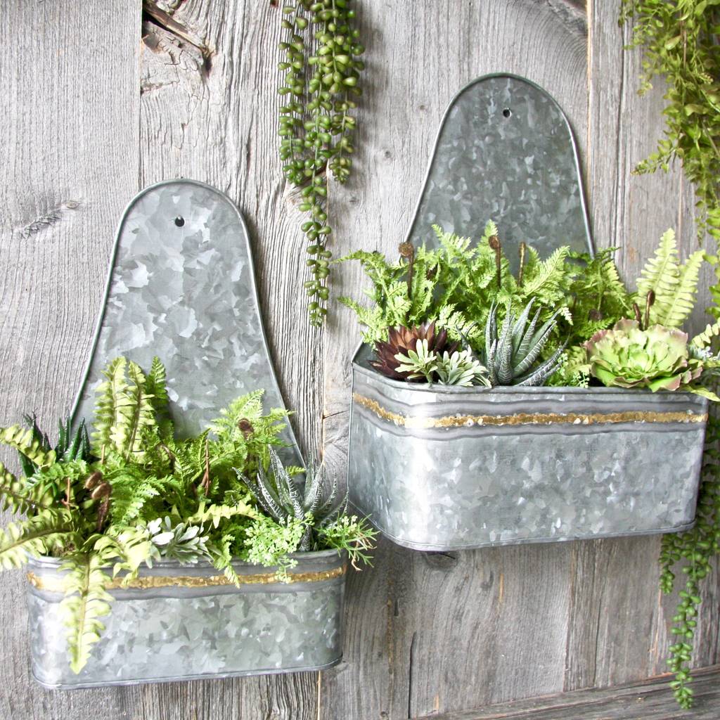 Set Of Two Zinc Wall Planters By London Garden Trading