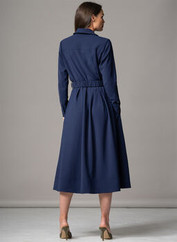 Johanna Navy Classic Crepe Midi Shirt Dress, 3 of 4