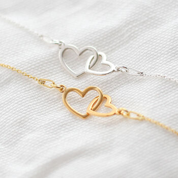 50th Birthday Bracelet For Her, Two Hearts Bracelet, Sterling Silver Personalised Gift, 2 of 8