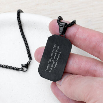 Personalised Men’s Contemporary Black Dog Tag Necklace, 3 of 12