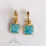 The Square Amazonite Gold Plated Gemstone Earrings, thumbnail 4 of 7