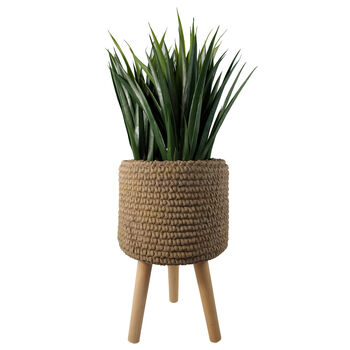 Seagrass Style Composite Planter With Stand, 3 of 10