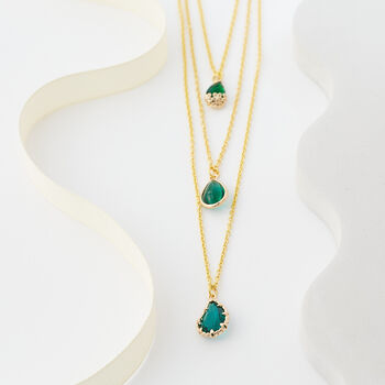 Triple Layered Emerald Green Tear Drop Necklace, 3 of 3