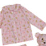 Misha Girls Pink Stripe Pyjama Set With Matching Teddy Bear, thumbnail 2 of 2