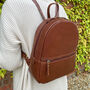 Dark Tan Leather Backpack, thumbnail 1 of 3