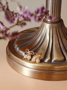 Bow Double Gold Rutilated Quartz Earrings, 9 of 10