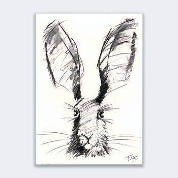 Hare Portrait Original Charcoal Drawing, 2 of 2