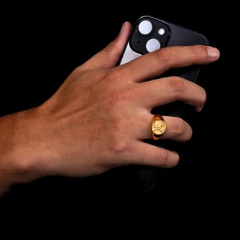 Saint Michael Small Signet Ring Gold Plated Stainless Steel Ring For Men, 3 of 12