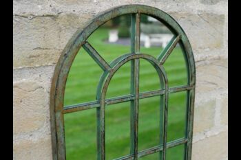42cm Grey Round Arched Window Mirror – Indoor And Outdoor, 2 of 2