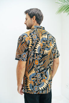 Navy Men's Batik Shirt, 3 of 4