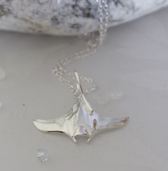 Sterling Silver Manta Ray Necklace, 4 of 7