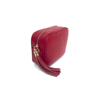 Cherry Red Leather Crossbody Bag, 3 of 6