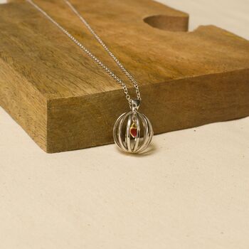 Sterling Silver Birdcage Heart Necklace, 3 of 3