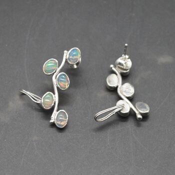 Fire Opal Silver Earrings: October Birthstone, 6 of 7