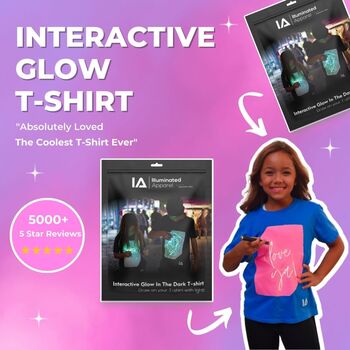 Children's Interactive Glow T Shirt In Blue And Peach, 8 of 8